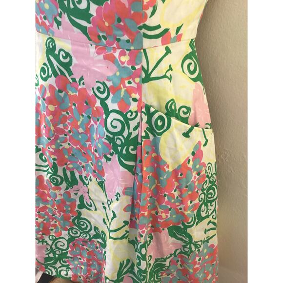 Lilly Pulitzer Y2K Strapless Butterfly Floral Print Crinoline Party Dress 2 XS - Picture 2 of 4